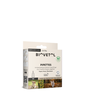 Pipettes Antiparasitaires Biovetol pour Chiot et Petit Chien