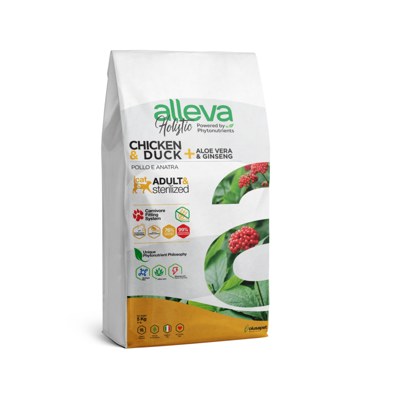 Alleva Croquettes Sans Cereales Poulet & Canard pour Chat Adulte & Sterilise