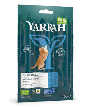 Bâtonnets à mâcher Bio Bœuf & Poisson Yarrah pour Chat