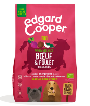Croquettes Bio Edgard Cooper Bœuf Poulet Chien 