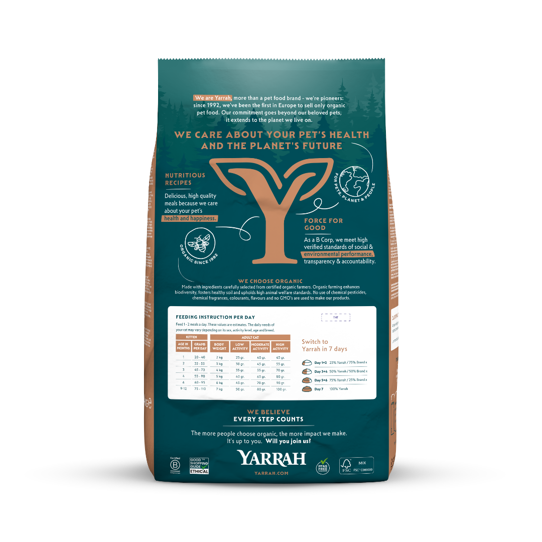 Croquettes Yarrah Bio Sans Ble Poulet Poisson Chat & Chaton