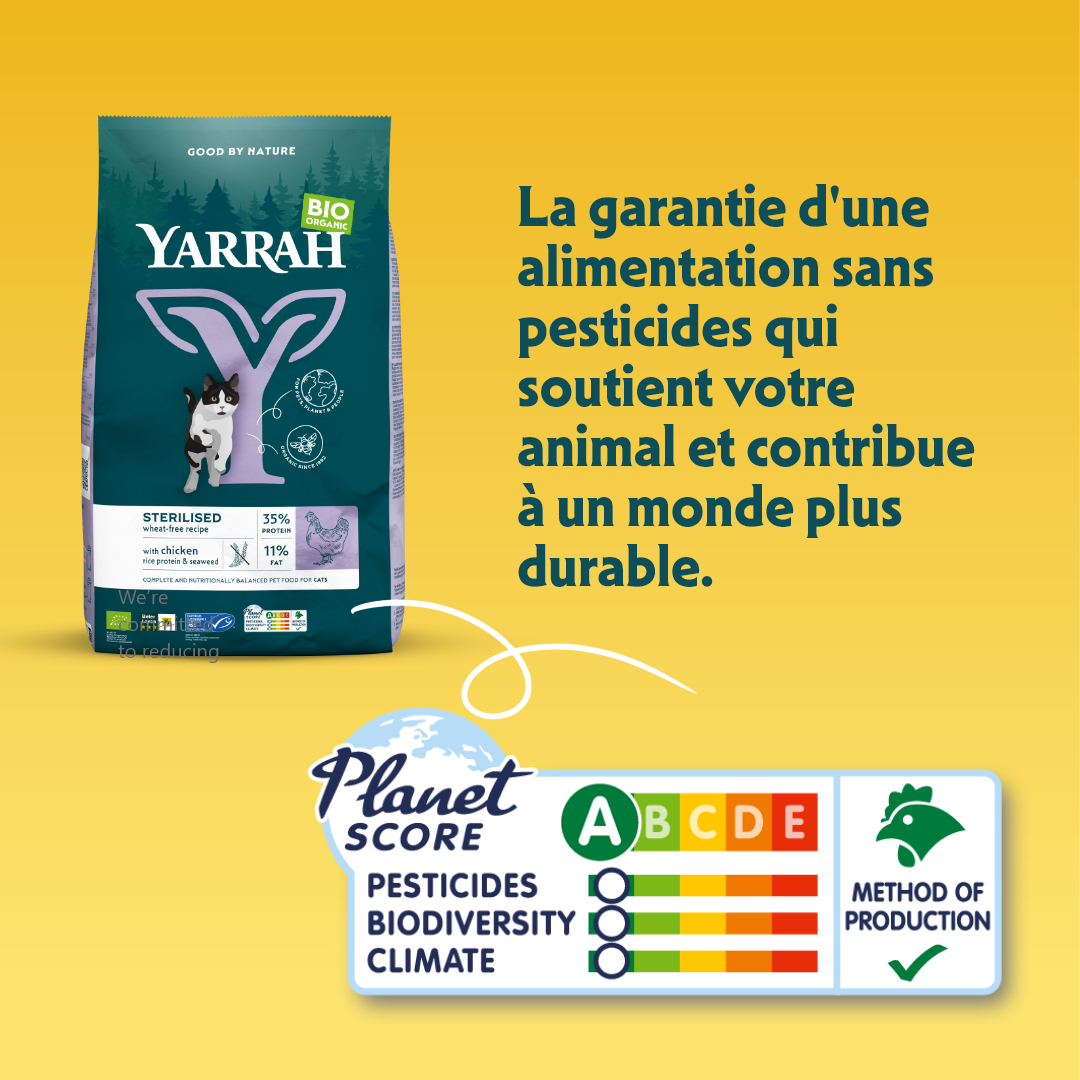 Croquettes Yarrah Bio Sans Ble Poulet & Poisson Chat Sterilise