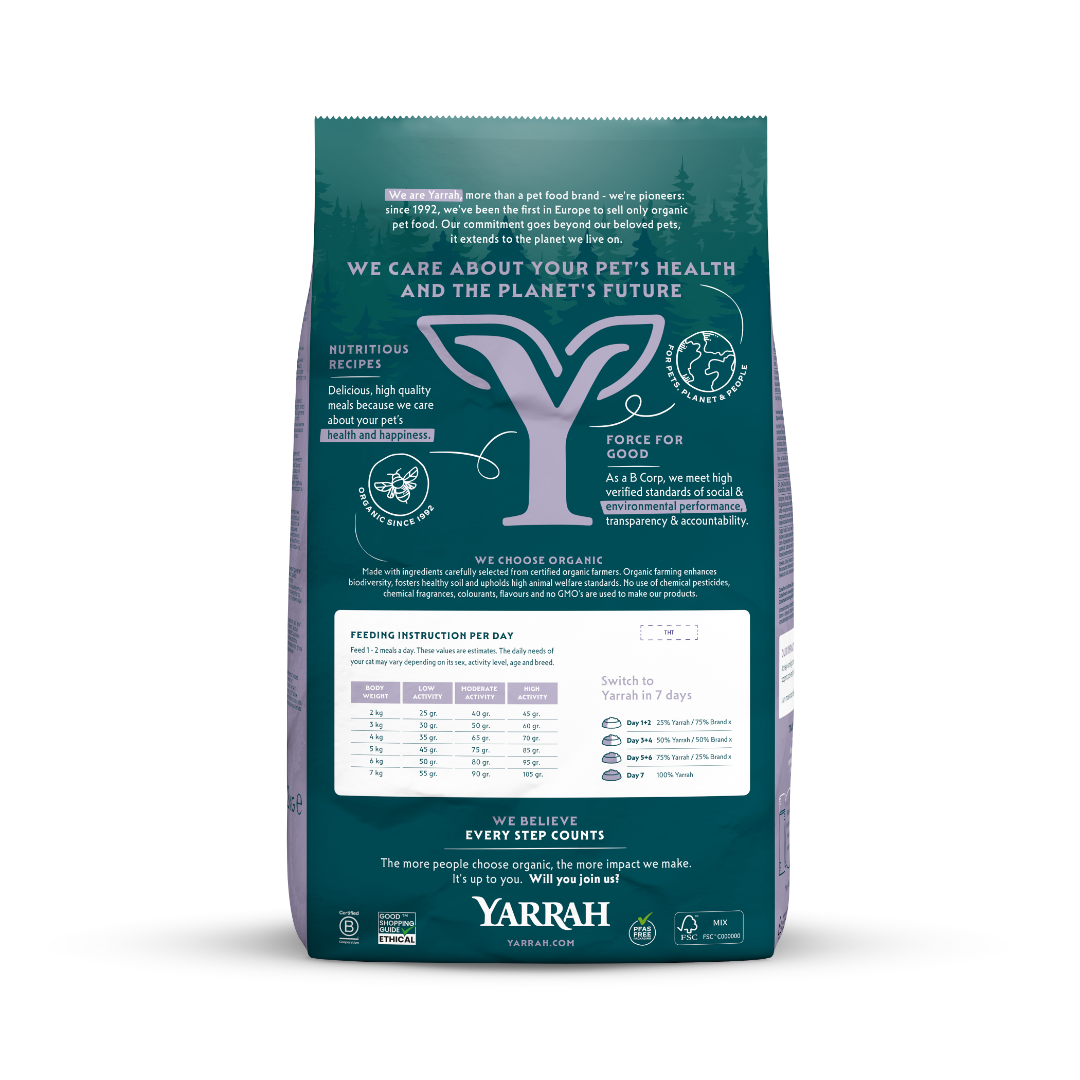 Croquettes Yarrah Bio Sans Ble Poulet & Poisson Chat Sterilise