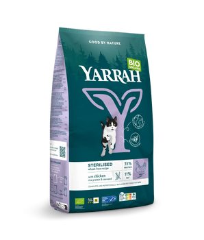 Croquettes Yarrah Bio Sans Blé Poulet & Poisson pour Chat Stérilisé