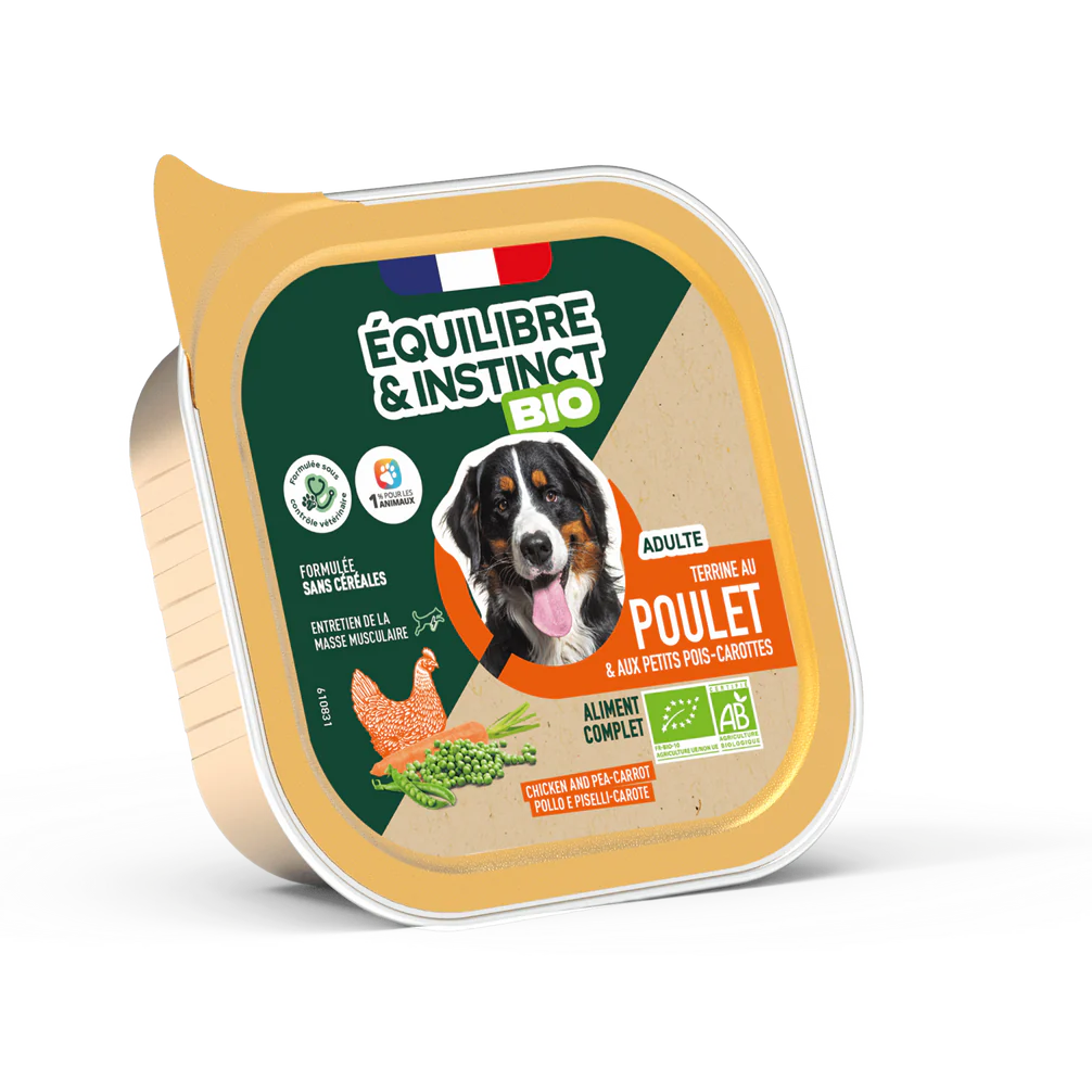 Equilibre & Instinct Patees Bio au Poulet pour Chien