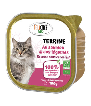 Felichef - Terrines Sans Céréales Bio Saumon & Légumes pour Chat