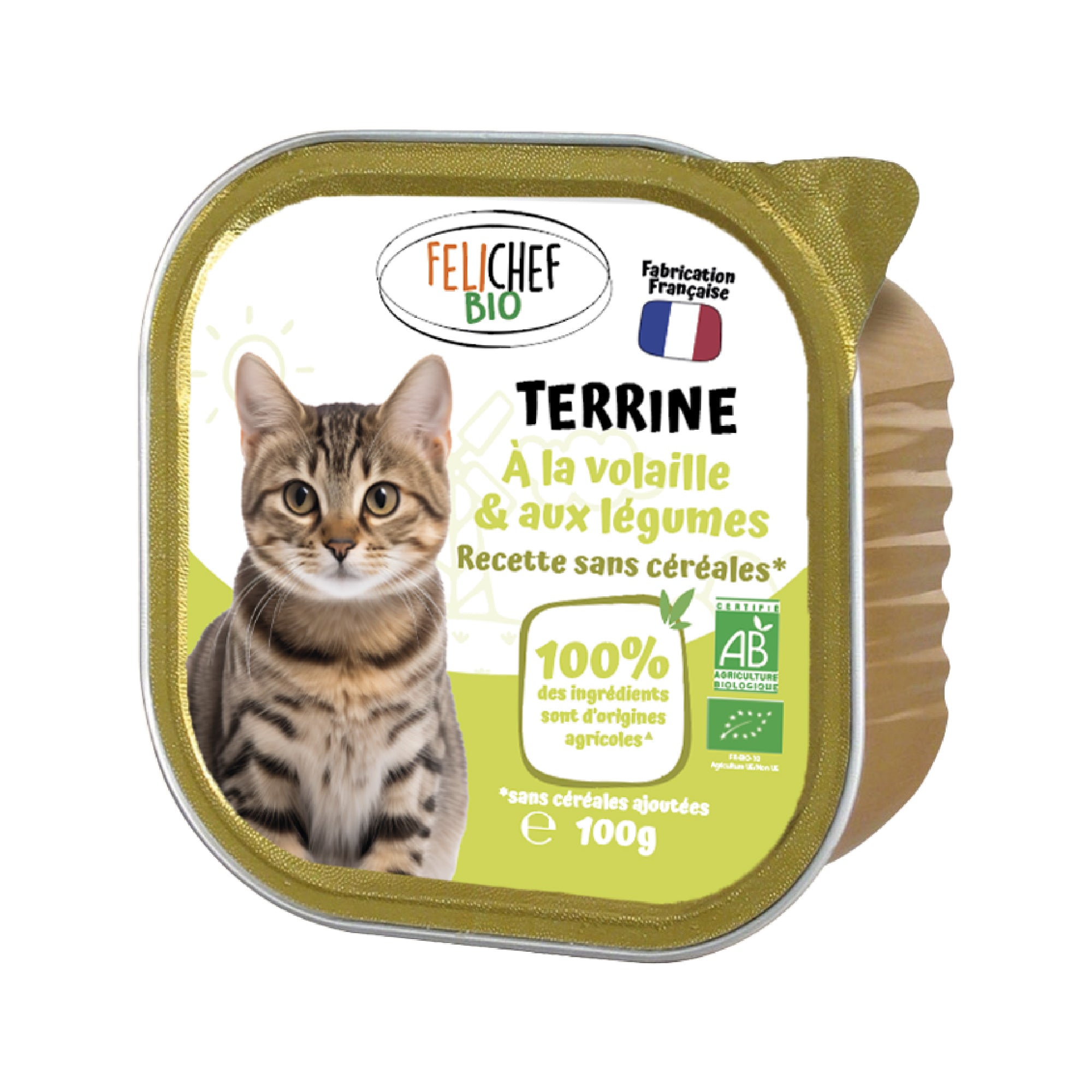 Felichef - Terrines Sans Céréales Bio Volaille & Légumes pour Chat