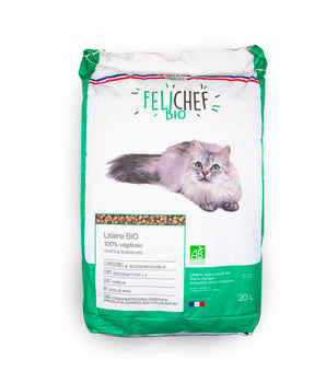 Litière Felichef bio 100% végétale et écologique pour chat et rongeur.