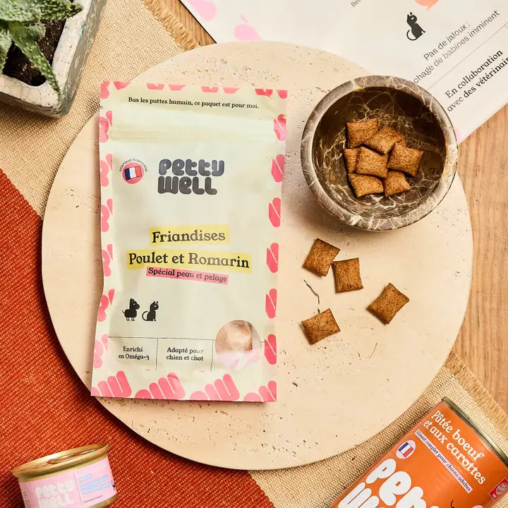Friandises Petty Well Poulet frais & Romarin Chien Chat Fabriqué en France
