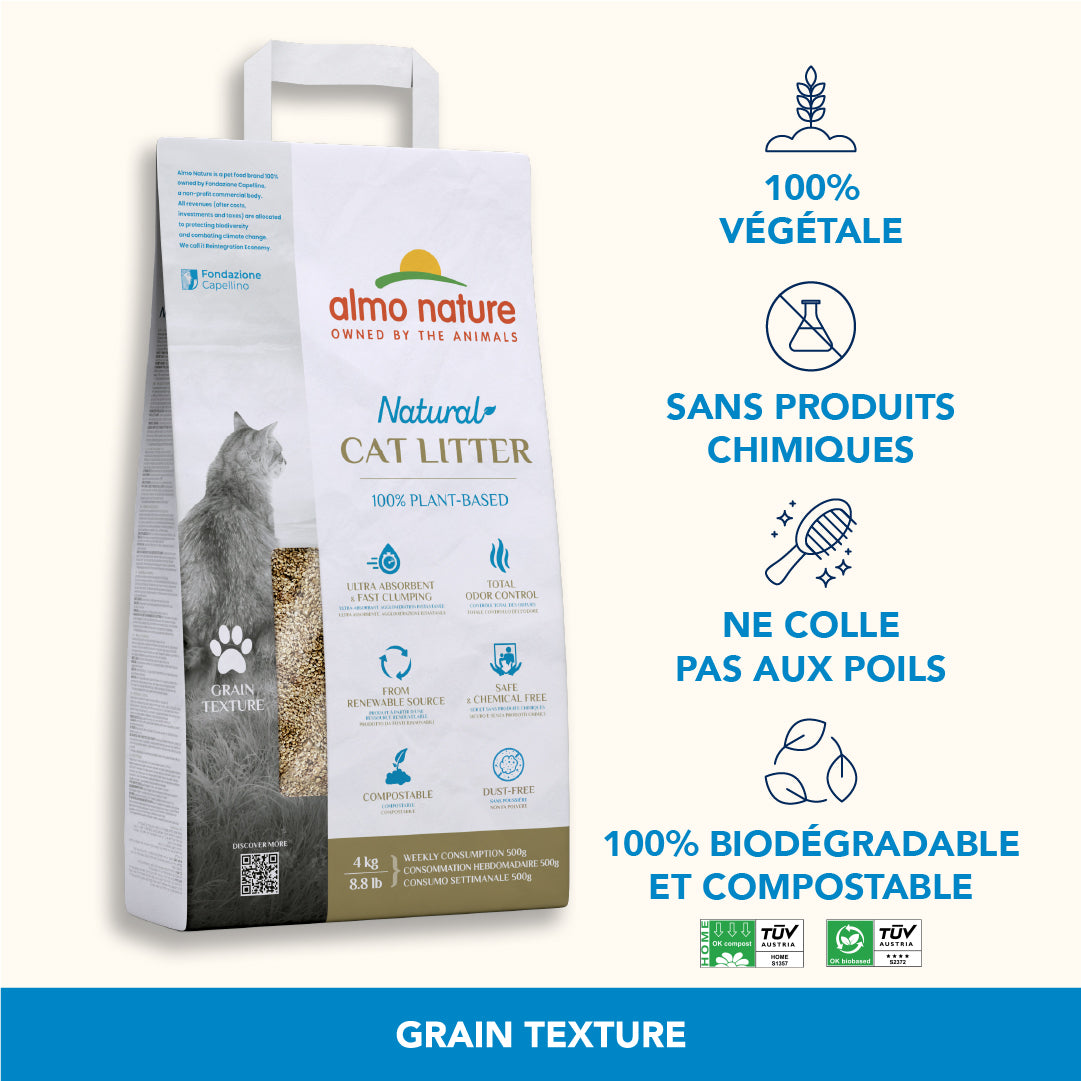 Litière Végétale Ecologique Almo Nature Absorbante Agglomérante Compostable Biodégradable