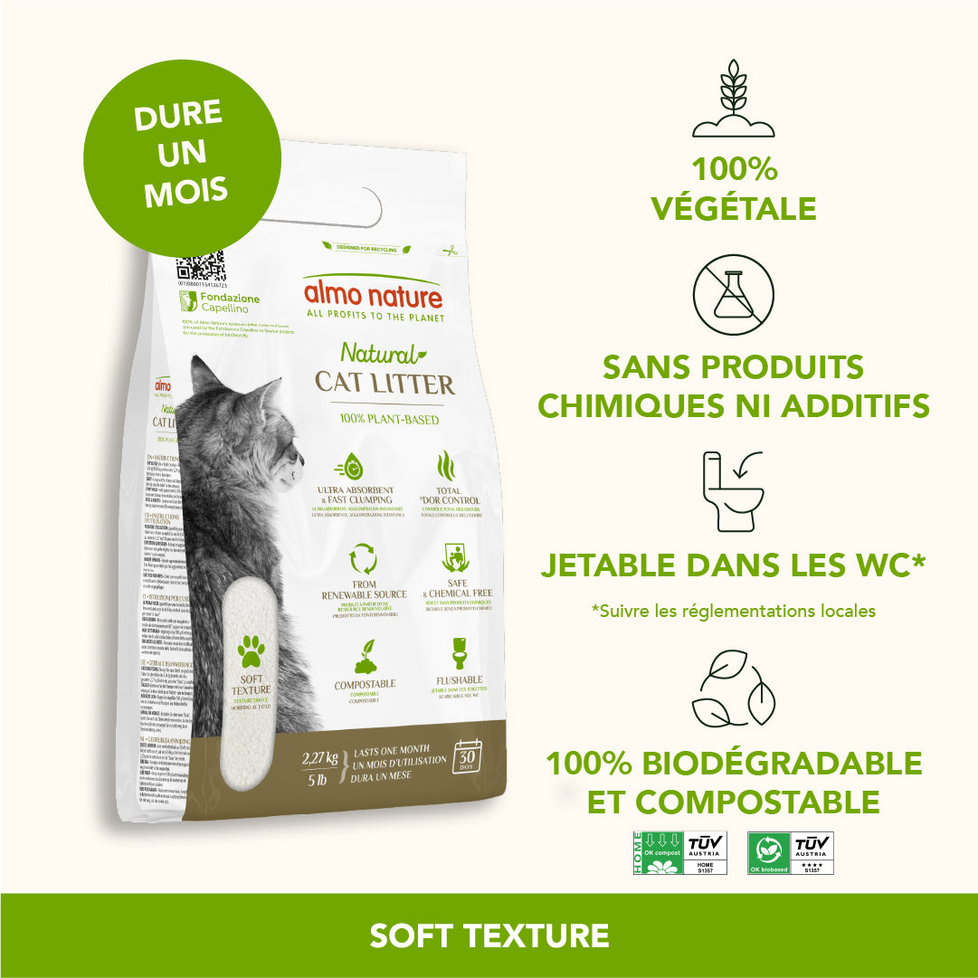 Litière Végétale Ecologique Compostable Biodégradable Almo Nature Cat Litter Soft Texture