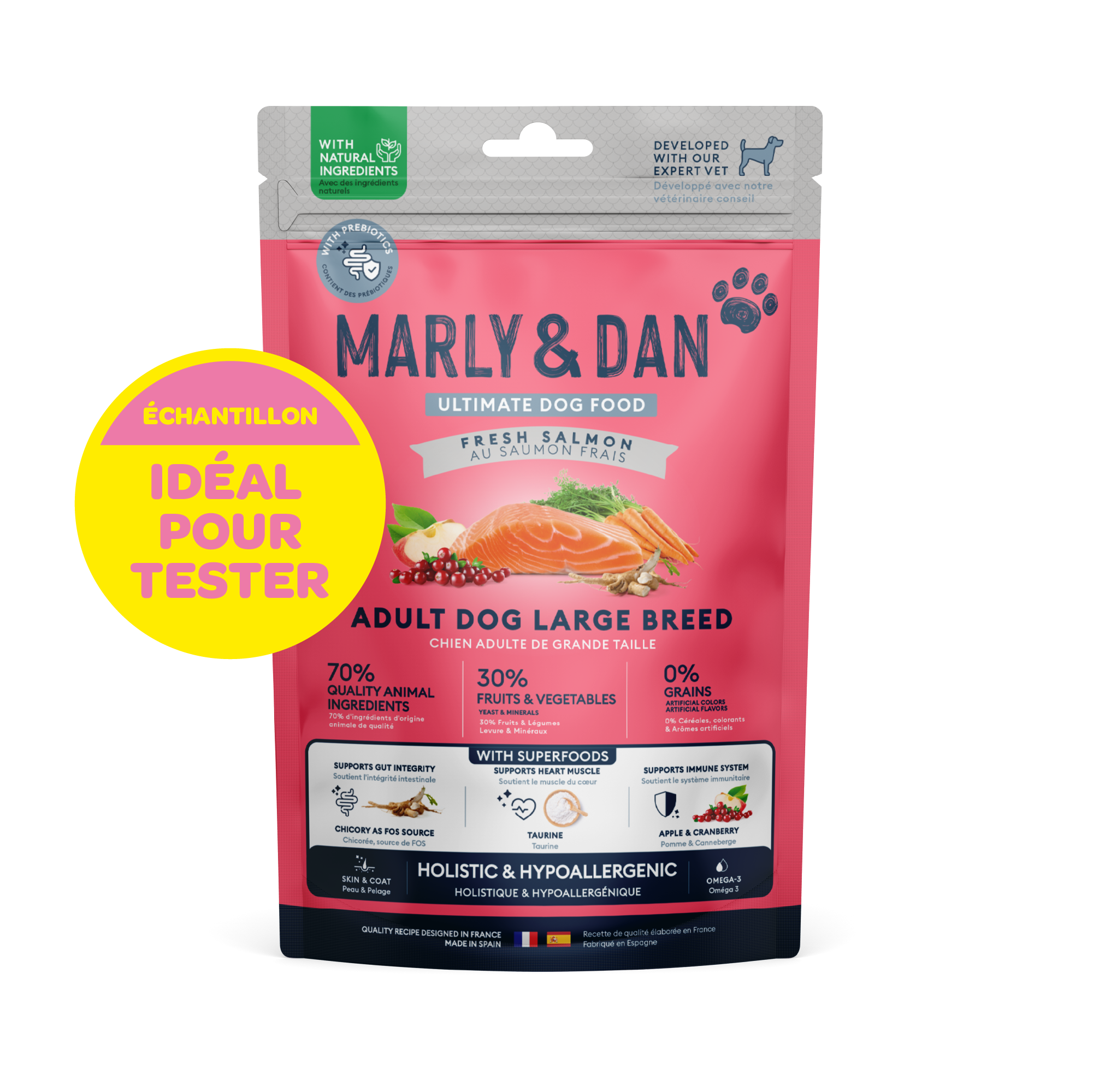 Marly & Dan Croquettes Sans Cereales Saumon Chien Grande Taille