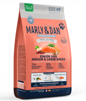 Marly & Dan Croquettes Sans Cereales au Saumon Chien Senior Moyenne Grande Taille