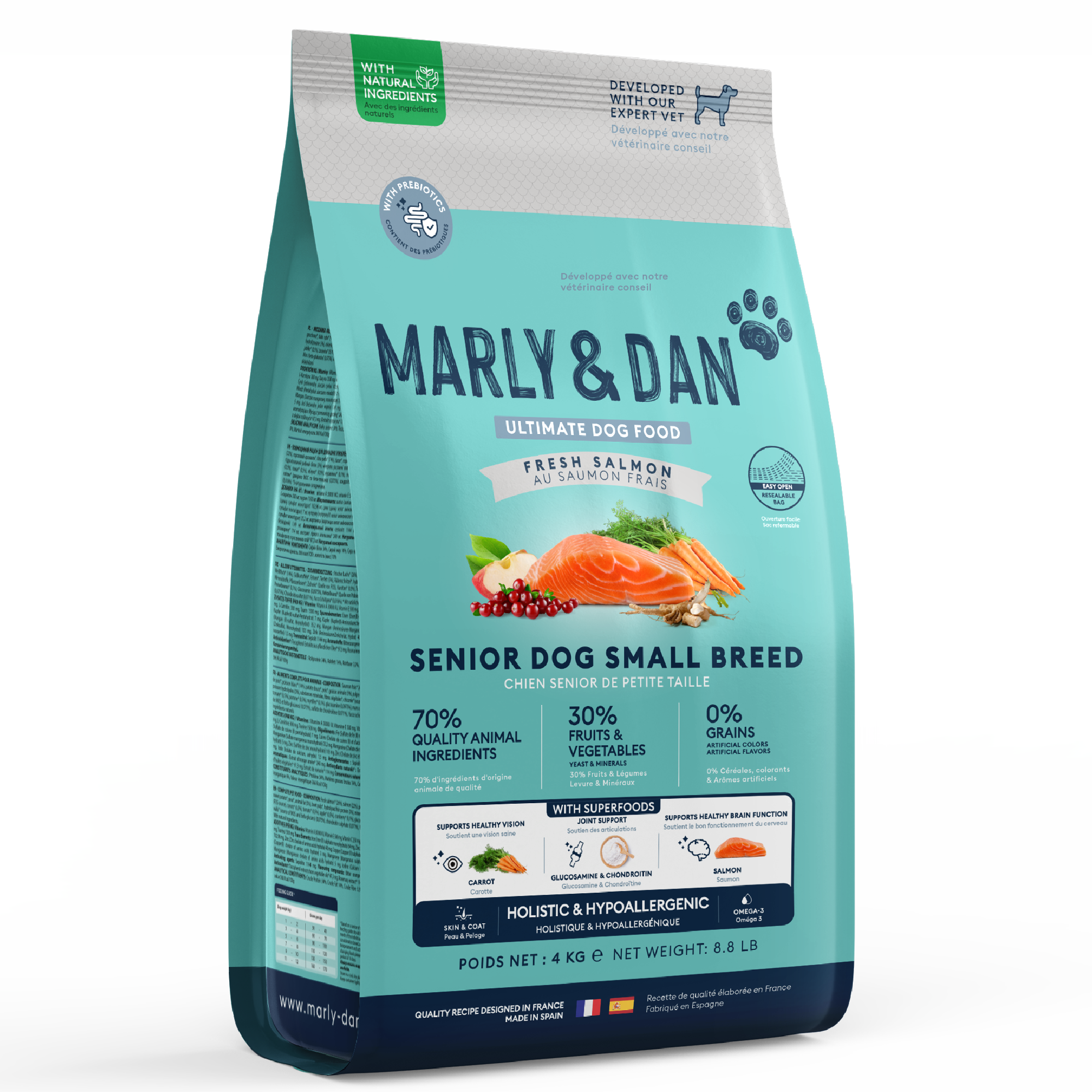 Marly & Dan Croquettes Sans Cereales au Saumon Chien Senior Petite Taille