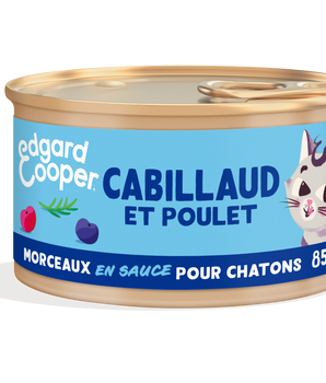 Morceaux en sauce Sans Céréales Edgard Cooper Cabillaud Poulet Chaton
