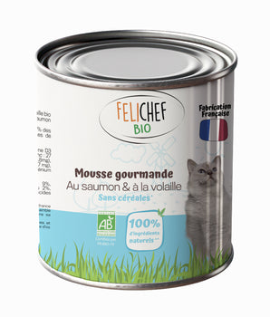 Mousse Bio Sans Céréales Felichef au Saumon pour Chat