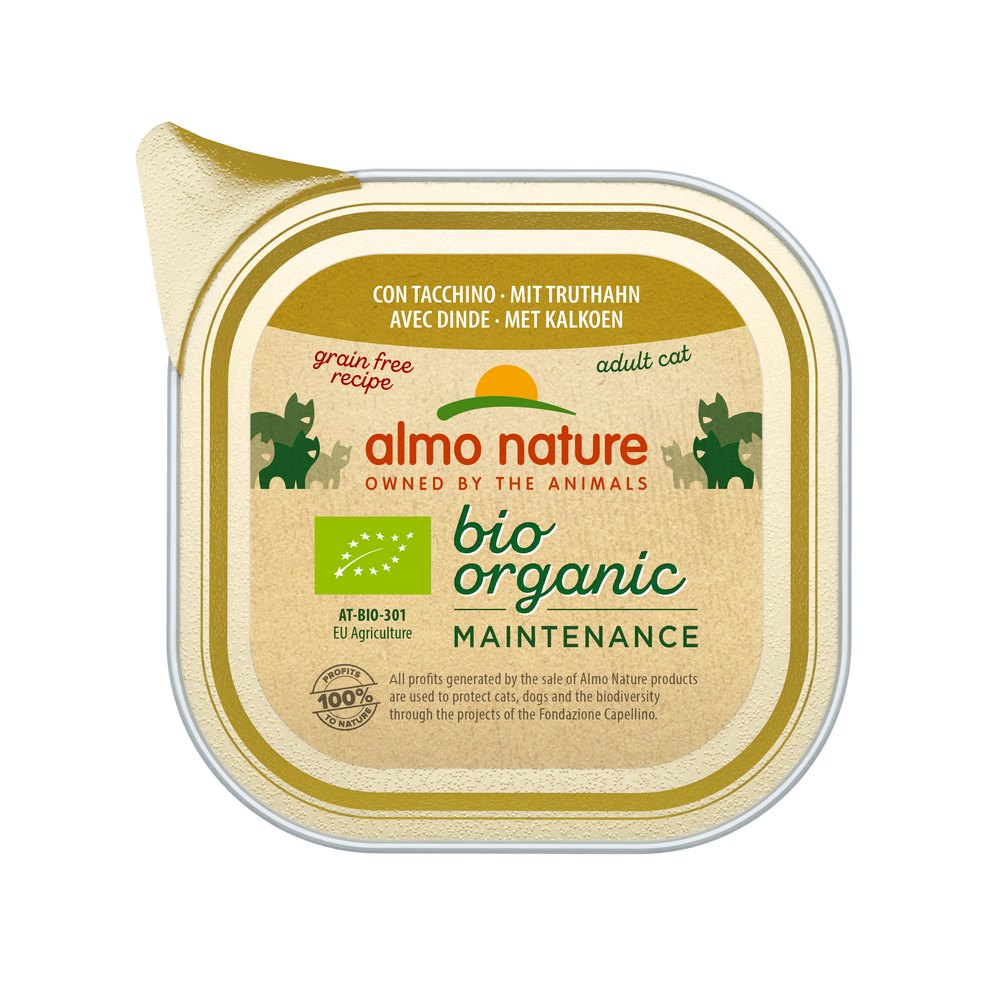 Pâtée Almo Nature bio et sans céréales à la dinde pour chat