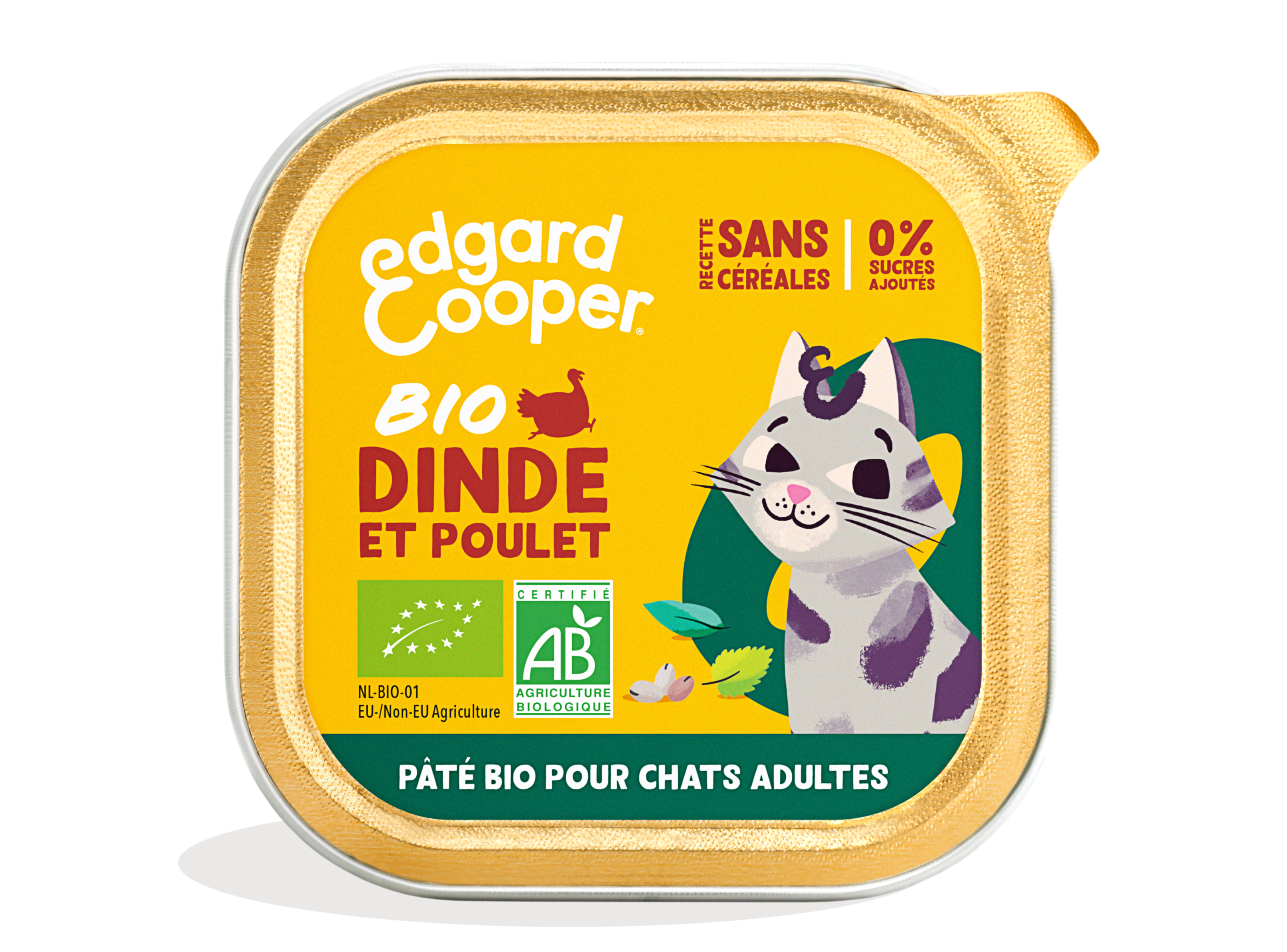Pâtée Bio Sans Céréales Edgard Cooper Dinde Poulet Chat