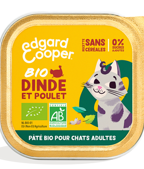 Pâtée Bio Sans Céréales Edgard Cooper Dinde Poulet Chat