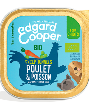 Pâtée Bio Sans Céréales Edgard Cooper Poulet Poisson Chiot