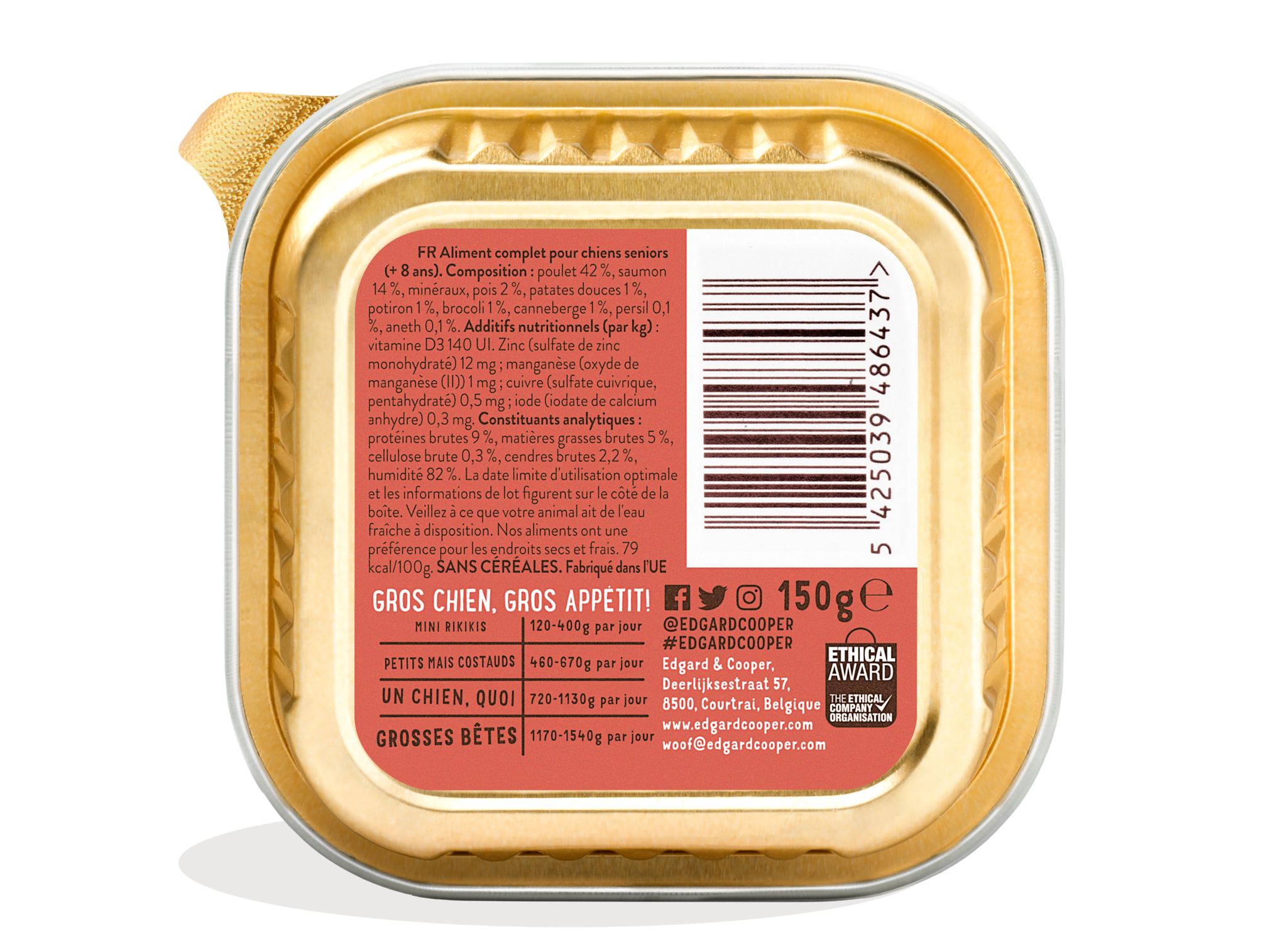 Pâté Sans Céréales Edgard Cooper Poulet Saumon Chien Senior