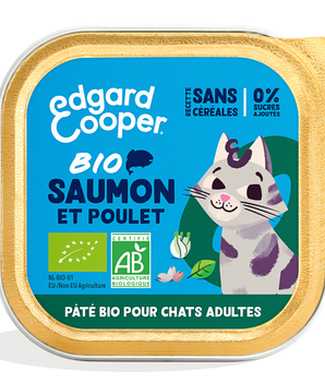 Pâtée Bio Sans Céréales Edgard Cooper Saumon Poulet Chat