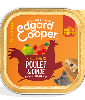 Pâtée Edgard Cooper Sans Céréales Poulet Dinde Chien