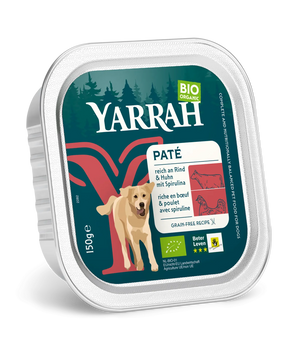 Pâtées Yarrah Bio Sans Céréales Bœuf & Poulet pour Chien
