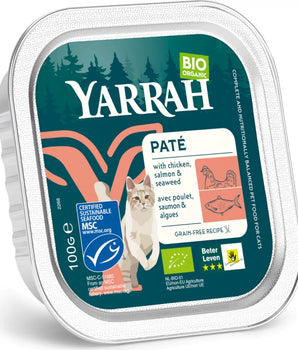 Pâtées Yarrah Bio Sans Céréales au Saumon pour Chat