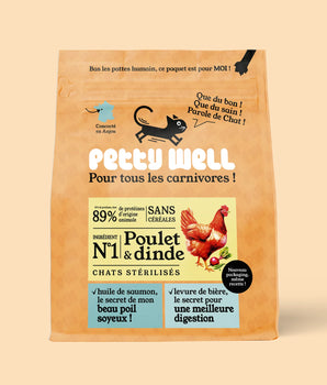 Petty Well Croquettes Sans Céréales Poulet Dinde Chat 1kg