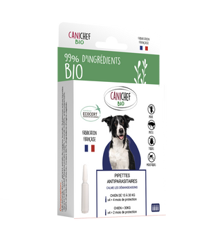 Pipettes Antiparasitaires Bio Canichef Naturel Moyen Grand Chien