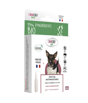 Pipettes Antiparasitaires Canichef Bio Naturel Chiot Petit Chien