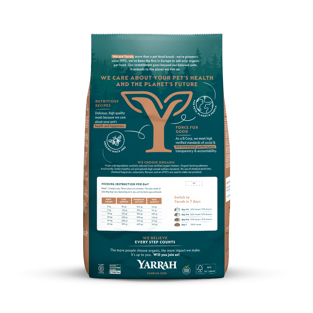 Yarrah Croquettes Bio Sans Cereales Poulet & Poisson pour Chien