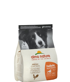 Croquettes Almo Nature pour chien au poulet.