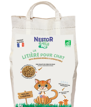 Litière Nestor Bio 100% biodégradable et compostable pour chat.