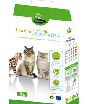 Litière Octave Nature Odeur Contrôle écologique et végétale pour chat.