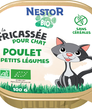 Pâtée Nestor Bio  sans céréales au poulet pour chat.